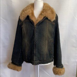 Giacca Denim Jacket with removable faux fur lining